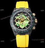 TW Factory Rolex Carbon-Lime Daytona Swiss 7750 Watch Yellow Rubber Strap